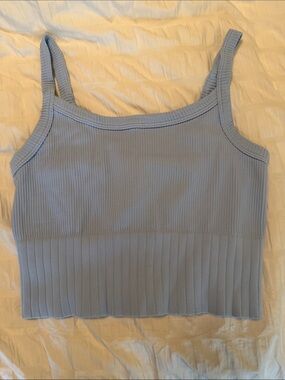 Nikibiki Light Blue Ribbed Crop Tank Top - One Size-fits like a Small